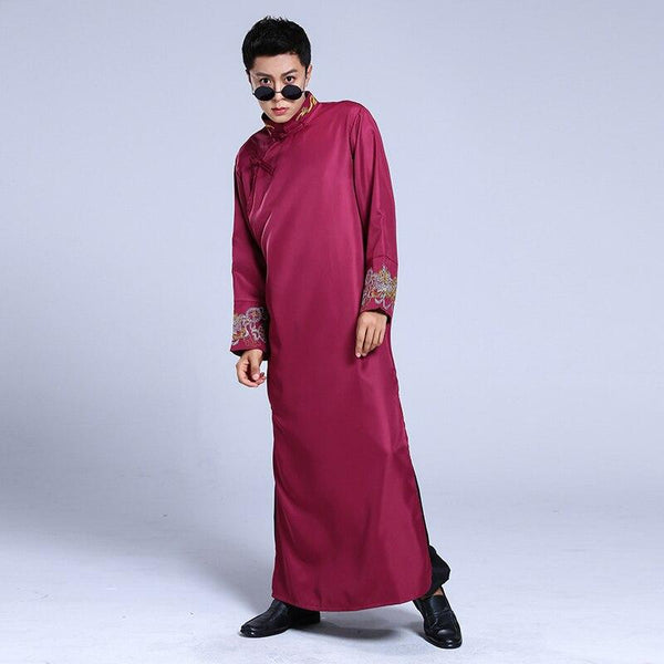 2019 summer red men sexy silk kimono bathrobe gown chinese style male robe nightgown sleepwear plus