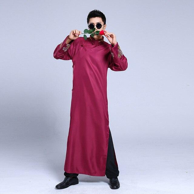 2019 summer red men sexy silk kimono bathrobe gown chinese style male robe nightgown sleepwear plus