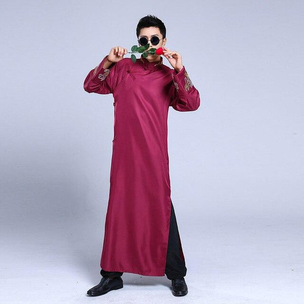 2019 summer red men sexy silk kimono bathrobe gown chinese style male robe nightgown sleepwear plus