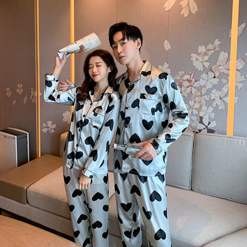 Loose Designer Men/Women Silk Satin Couple Pajamas Sets Sleepwear Sets Unisex Male Soft Oversized Luxury Nightgown Home Clothing