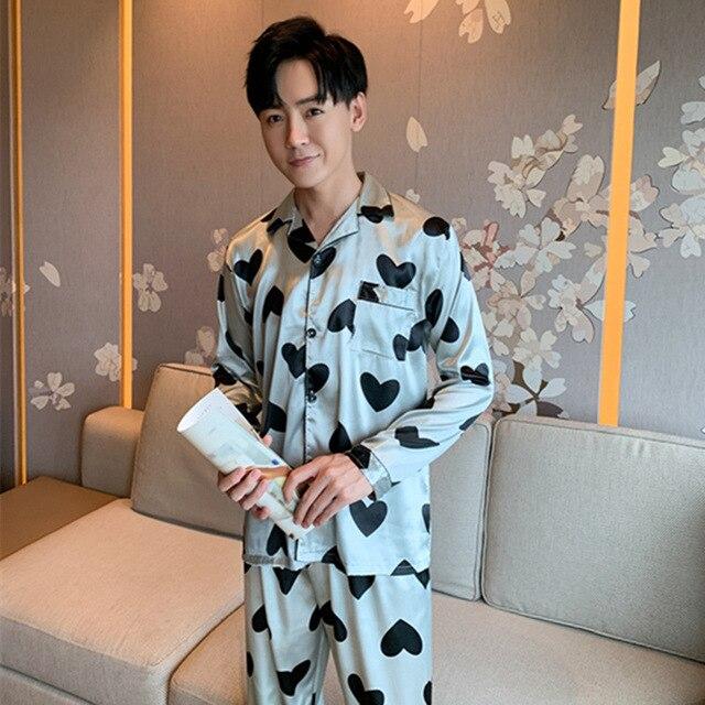 Loose Designer Men/Women Silk Satin Couple Pajamas Sets Sleepwear Sets Unisex Male Soft Oversized Luxury Nightgown Home Clothing
