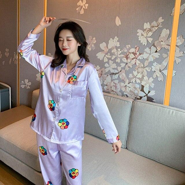 Loose Designer Men/Women Silk Satin Couple Pajamas Sets Sleepwear Sets Unisex Male Soft Oversized Luxury Nightgown Home Clothing