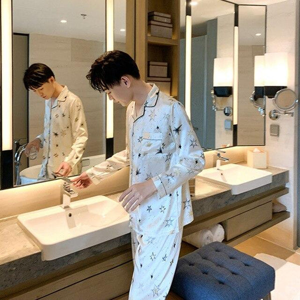 Loose Designer Men/Women Silk Satin Couple Pajamas Sets Sleepwear Sets Unisex Male Soft Oversized Luxury Nightgown Home Clothing