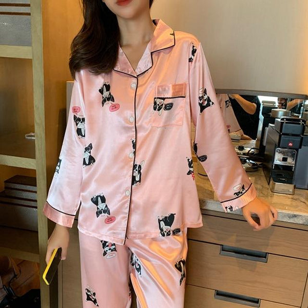 Loose Designer Men/Women Silk Satin Couple Pajamas Sets Sleepwear Sets Unisex Male Soft Oversized Luxury Nightgown Home Clothing