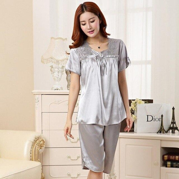 Silk Men Pyjama Set Satin Summer Men Pajama Suit Spring Short Sleeve Pajama Male Sleepwear Solid Pijama Man Nightgown Sleep XXXL