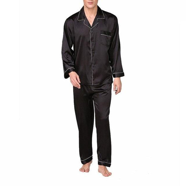 2019 Hot Sales Men's Stain Silk Pajama Set Men Pajamas Silk Sleepwear MaleModern Style Soft Cozy Satin Nightgown Male Clothes