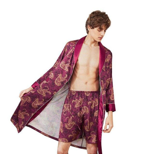 Men's Stain Silk Pajama Set Modern Style Sleepwear Men Sexy Soft Cozy Satin Nightgown Lounge Pajama Sets Nightwear