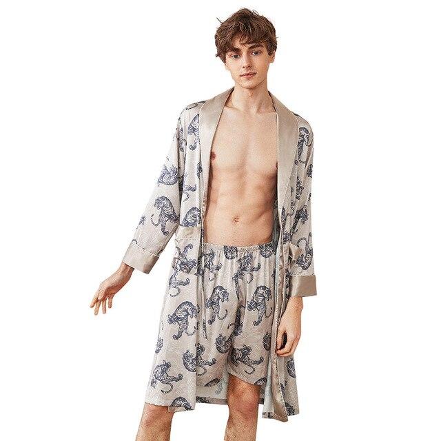 Men's Stain Silk Pajama Set Modern Style Sleepwear Men Sexy Soft Cozy Satin Nightgown Lounge Pajama Sets Nightwear