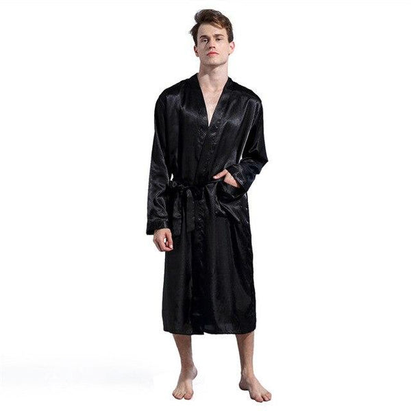 Men's Silk Satin Pajamas Sleepwear Robe Robes Nightgown Robes S M L XL 2XL Plus Grey/Blue/Burgundy/black Male Summer robe
