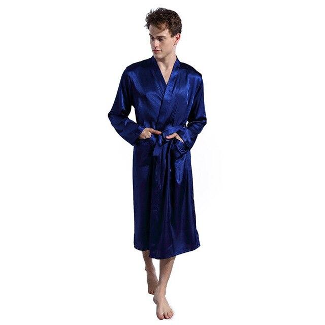 Men's Silk Satin Pajamas Sleepwear Robe Robes Nightgown Robes S M L XL 2XL Plus Grey/Blue/Burgundy/black Male Summer robe