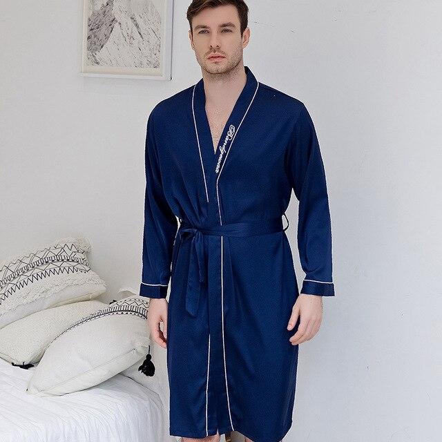 Spring and Summer Newest Simulation Silk Couples Nightgown Men and Women Embroidered Morning Bride Bridesmaid Nightrobe