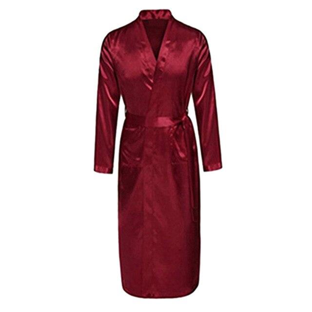 Men's Silk Satin Bathrobe Robe Long Solid Silk Pajamas Men Silk Nightgown Sleepwear kimono homme Dressing Gown