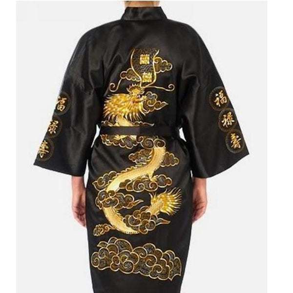 Men Japanese Kimono Chinese Style Sleepwear Costumes Male Silk Dragon Robe Pajamas Spa Sauna Bathing Nightgown Yukata