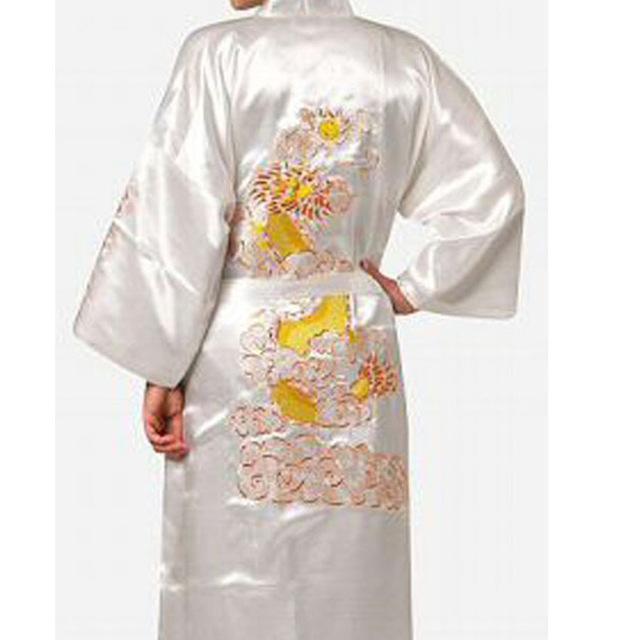 Men Japanese Kimono Chinese Style Sleepwear Costumes Male Silk Dragon Robe Pajamas Spa Sauna Bathing Nightgown Yukata