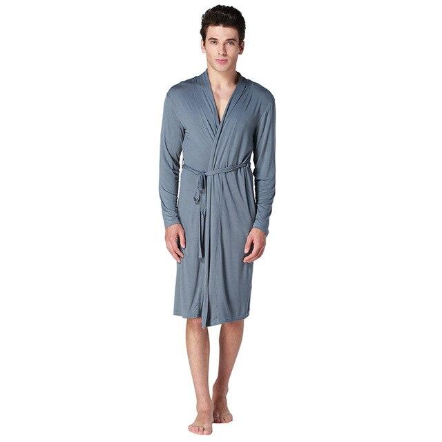 Womail Summer Sexy Men's Robe Bathrobe Casual Long-sleeved Home Wear Men's Pajamas Polyester Nightgown Dropship Ap25