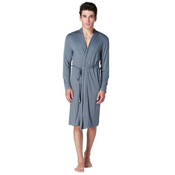 Womail Summer Sexy Men's Robe Bathrobe Casual Long-sleeved Home Wear Men's Pajamas Polyester Nightgown Dropship Ap25