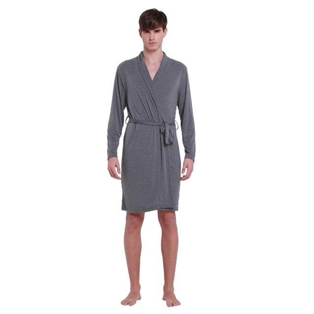 Womail Summer Sexy Men's Robe Bathrobe Casual Long-sleeved Home Wear Men's Pajamas Polyester Nightgown Dropship Ap25