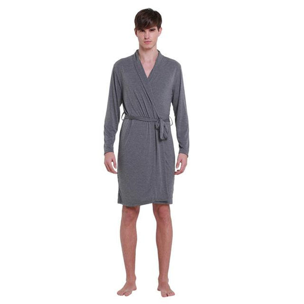 Womail Summer Sexy Men's Robe Bathrobe Casual Long-sleeved Home Wear Men's Pajamas Polyester Nightgown Dropship Ap25
