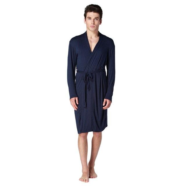 Womail Summer Sexy Men's Robe Bathrobe Casual Long-sleeved Home Wear Men's Pajamas Polyester Nightgown Dropship Ap25