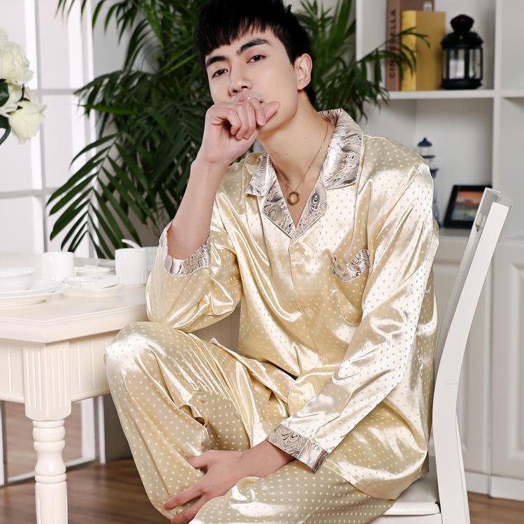 Men's Stain Silk Pajama Set Pajamas Men Sleepwear Modern Style Silk Nightgown Men Satin Soft Cozy For Sleeping