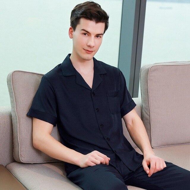 Men's Stain Silk Pajama Set Men Pajamas Silk Sleepwear Men Sexy Modern Style Soft Cozy Satin Nightgown Men Summer