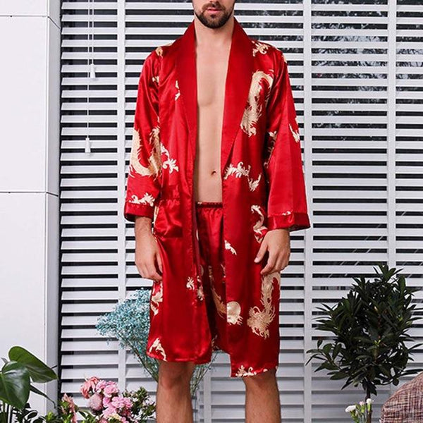 2019 Men's Satin Silk Kimono Pijamas Suits With Shorts Sleepwear Bottom Pajamas homme Robe Nightgown Bathrobe pyjama hombre 5XL