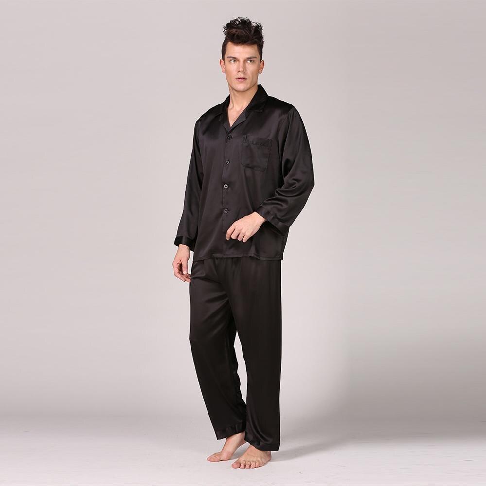 Autumn Mens Stain Silk Pajama Set Pajamas Men Sleepwear Modern Style Silk Nightgown Home Male Satin Soft Cozy For Sleeping 2019