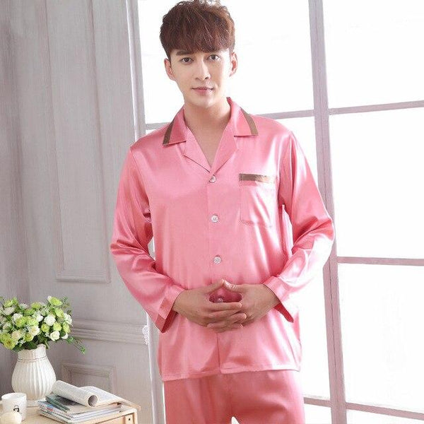 faux silk men sleepwear mens pajamas Men's Sleep & Lounge male Pajama Sets satin men pyjamas men nightgown chinese silk pajamas
