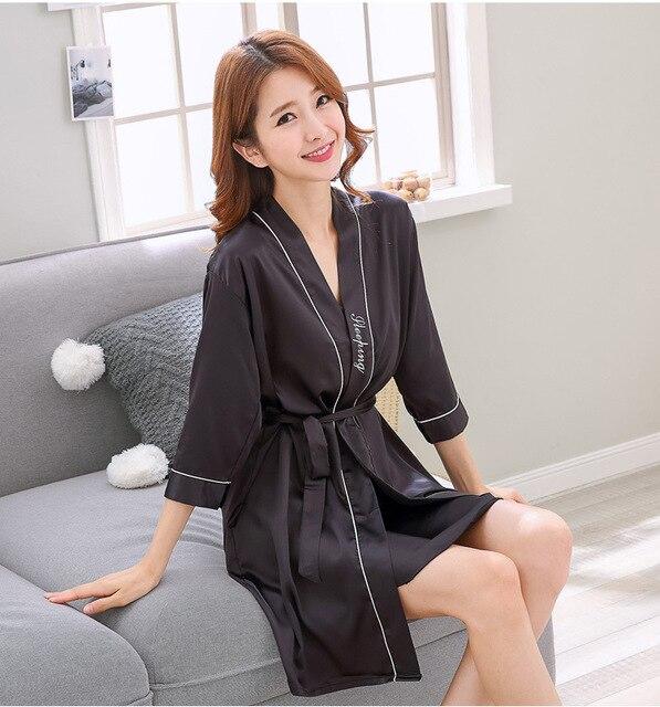 Women Men Bathrobes Summer Autumn Spring Silk Sleepwear Hotel Spa Soft Nightgown Kimono Ms. Two-pieces Sweethearts Outfit Robes