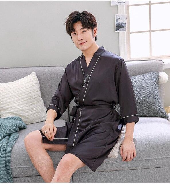 Women Men Bathrobes Summer Autumn Spring Silk Sleepwear Hotel Spa Soft Nightgown Kimono Ms. Two-pieces Sweethearts Outfit Robes