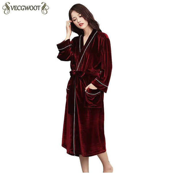 Autumn Winter Women and Man Couple Nightgown Gold Velvet Ice Silk Females Bathrobes Loose Plus Size Robes Long Warm Robes PR475