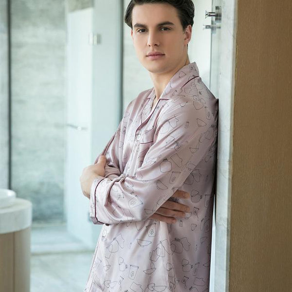 2019 New Ladies Pajamas Silk Satin Cardigan Couple Men's Clothing Sleepwear Womens Nightgown Lovers' Loungewear