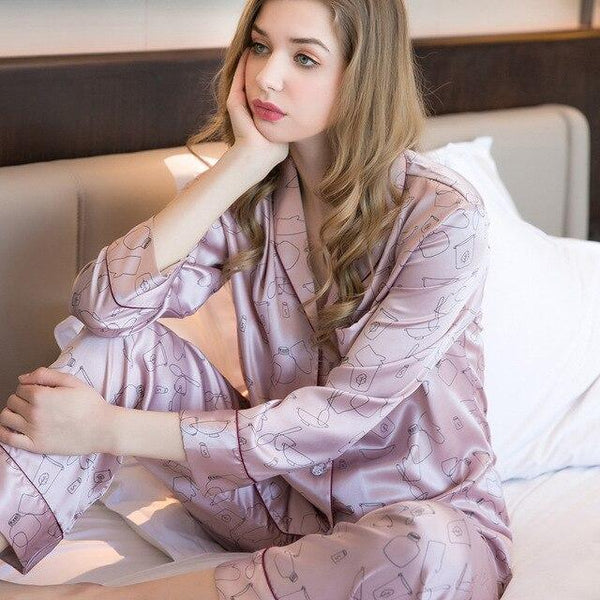 2019 New Ladies Pajamas Silk Satin Cardigan Couple Men's Clothing Sleepwear Womens Nightgown Lovers' Loungewear