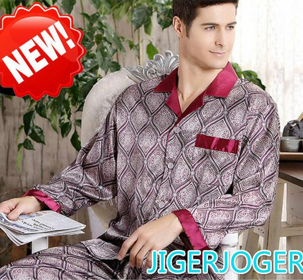 Spring Men Sleepwear Modern Style Silk Night gown Mens Stain Silk Pajama Set Pajamas Home Male Satin Soft Cozy For Sleeping