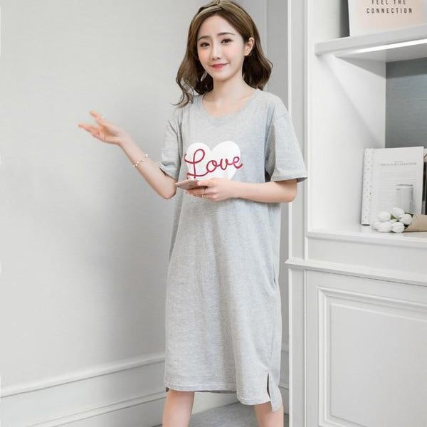 Summer Nightgown Women Cartoon Nightdress Long Sleepwear Girls Nightdress Sleepshirts Short Sleeve Night Dress Women Nightwear