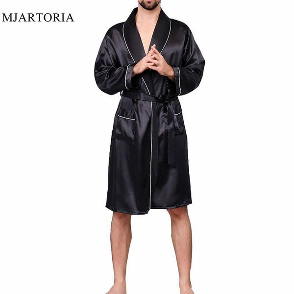 2019 New Spring Autumn Luxury sleepwear Man Print Plus Size Silk Satin Summer Kimono Man Nightgown Silk