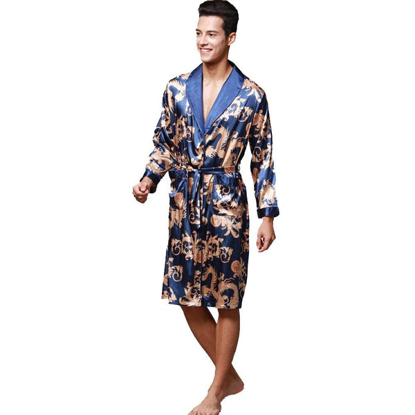 Men Winter Sleepwear Long Sleeve Nightwear Pocket Satin Robe Kimono Bath Sexy pajamas Night Dressing Gown With Belt Home L-3XL
