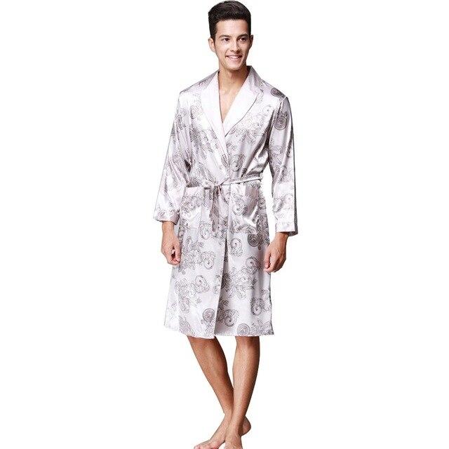 Men Winter Sleepwear Long Sleeve Nightwear Pocket Satin Robe Kimono Bath Sexy pajamas Night Dressing Gown With Belt Home L-3XL