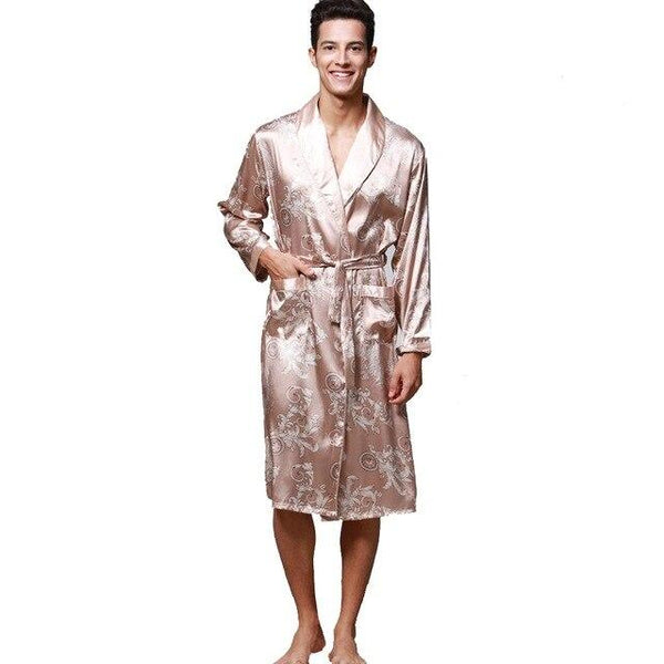 Men Winter Sleepwear Long Sleeve Nightwear Pocket Satin Robe Kimono Bath Sexy pajamas Night Dressing Gown With Belt Home L-3XL