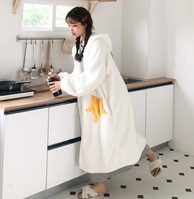 Autumn Winter Women Long Sleeve Nightgown Hooded Flannel Nightgowns Girls Night Dress Sleepwear Cute Princess Coral Fleece WZ619