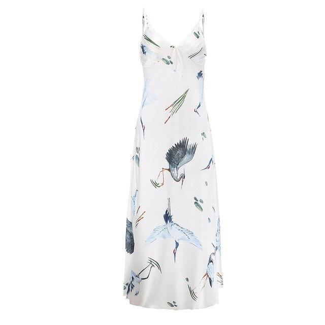 New Women's Silky Nightdress Sexy Deep V Collor Nightgown Woman Long Silk Nighty Loungewear Loose Home wear Pijama de mujer