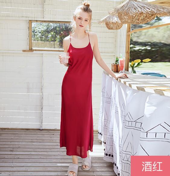 Fdfklak New sexy backless nightwear women night dress sleeveless sling sleepwear nightdress female long nightgown nightshirt