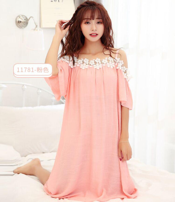 2017 New Summer ultra-thin breathable girl Shoulder strap loose long nightgown women sleepwear aa0101