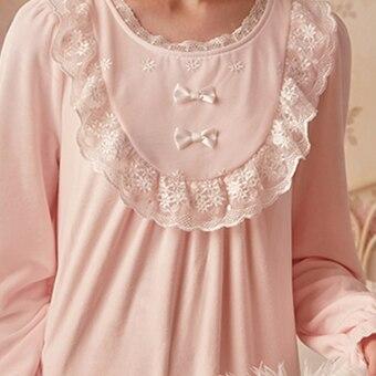 Vintage Nightgown Flannel Sleepwear Women Sleep Dress Long Nightgowns Autumn Winter
