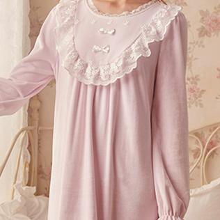 Vintage Nightgown Flannel Sleepwear Women Sleep Dress Long Nightgowns Autumn Winter