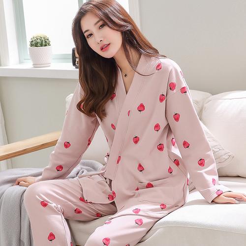 Japanese Pajamas Women Spring Autumn Cotton Long Sleeve Kimono Sleepwear Sweet Lovely Homewear Thin Two Sets Nightgown H5623