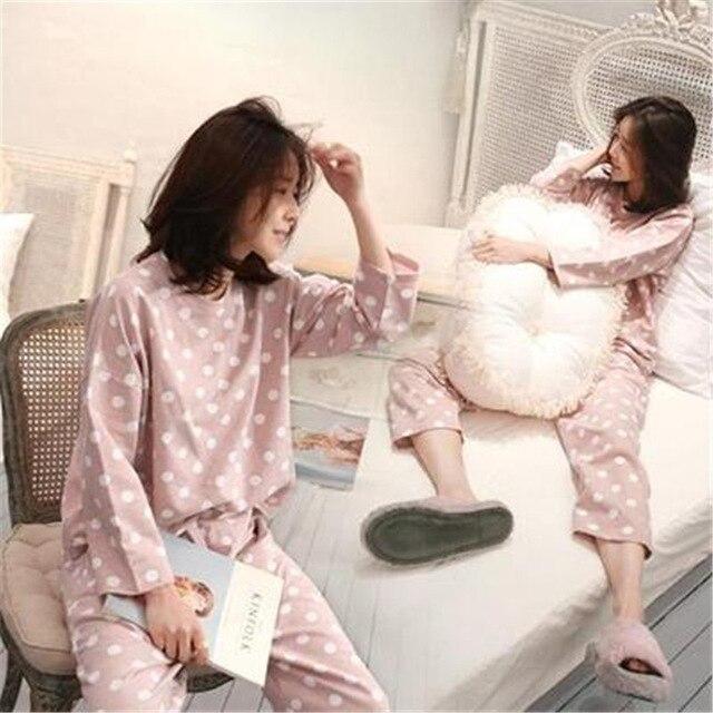 Spring autumn Women Pyjamas Cartoon printed Pajamas Set Thin Pijamas Mujer Sleepwear suit long Sleeve Nightgown casual homewear