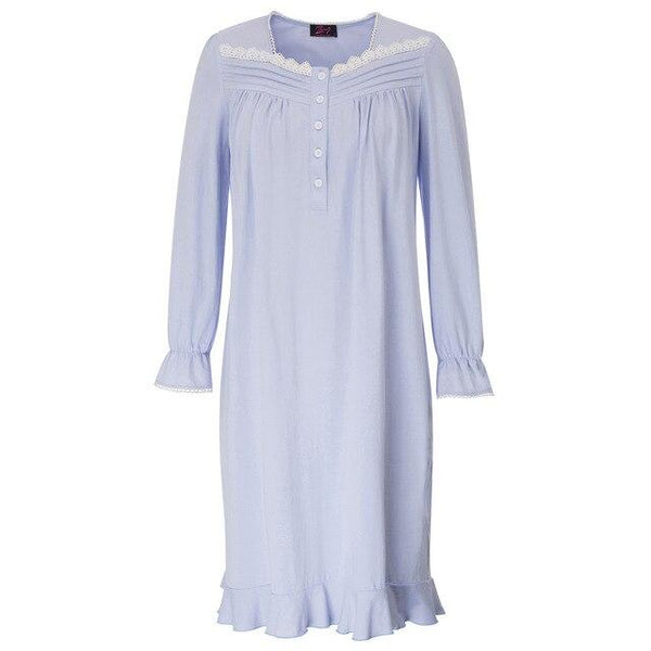 Comfortable Sleepwear Plus size Long Sleeves Square Neck Cotton Dress Nightgown Ruffled Stretchy Buttoned Pajamas