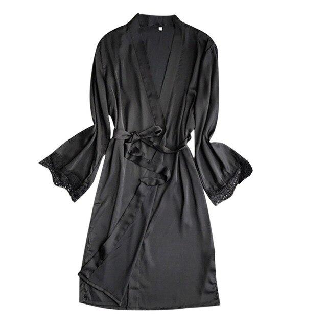 Family Christmas Silk Satin Night dress Night Gown Long Pants Women Night Chemise Night Dress