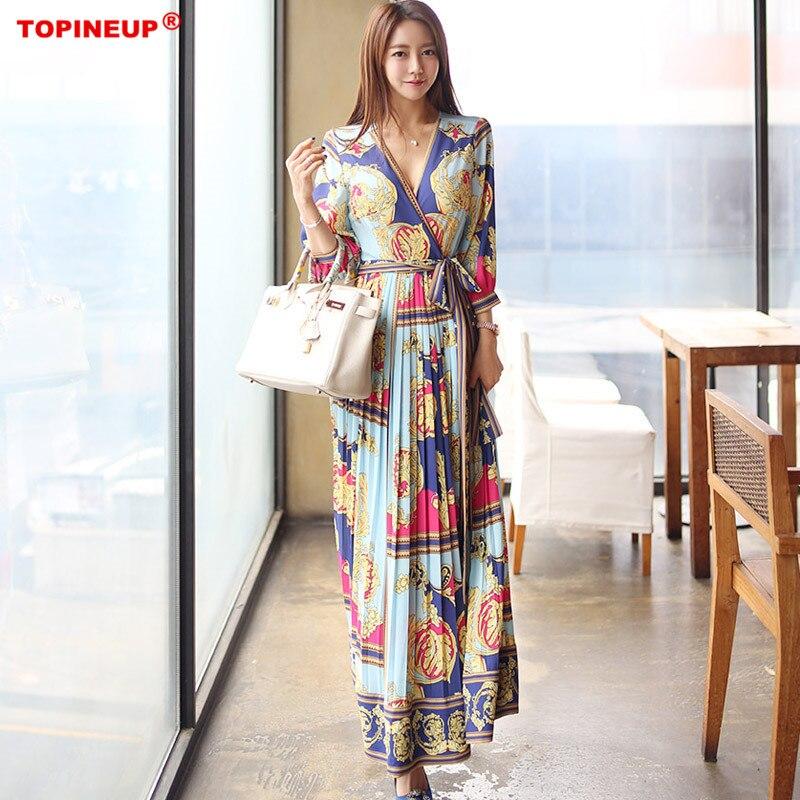 Retro Vintage ancient Palace print Long pleated Dress Women Nightgown elegant bohemian dress